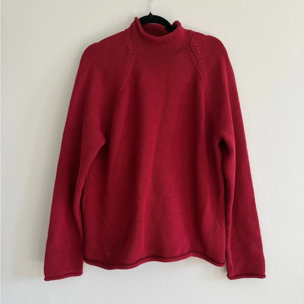 J.Crew 1988 Rollneck Sweater in Cotton in Red Ochre, Size Medium - Picture 5 of 9